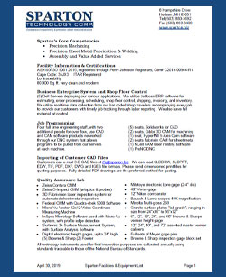 Facility equipment and size capacity information